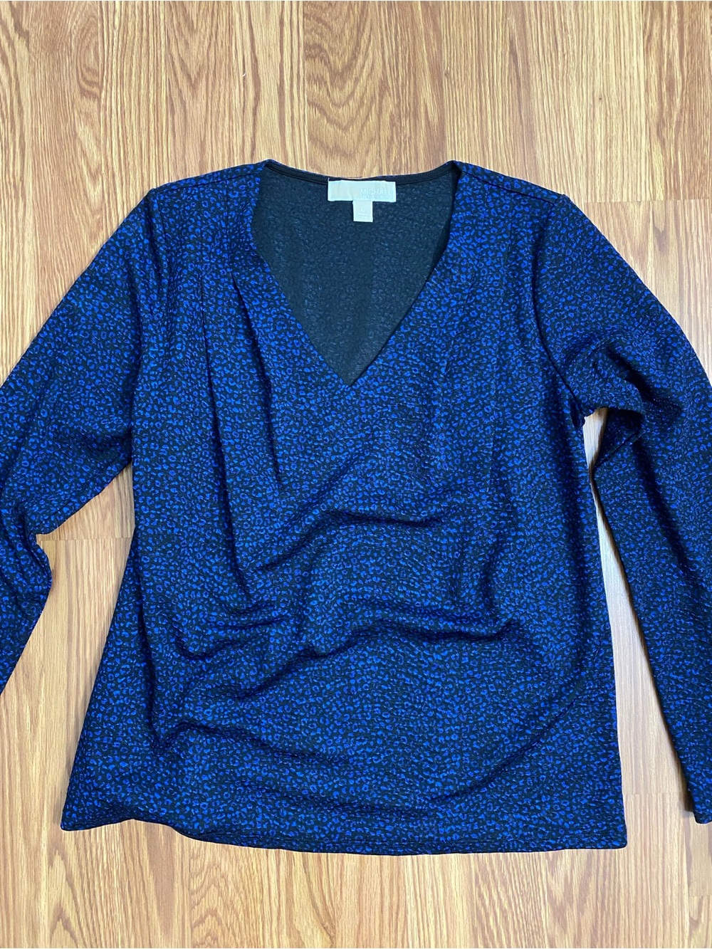Michael Kors Navy Blue V-Neck Long Sleeve Top